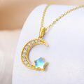 wholesale 14K Gold Moonstone Crescent & Star Pendant Necklace for Women s-0-1