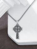 wholesale 925 Sterling Silver Celtic Knot Cross Pendant on 24+2 Chain - Mens Jewelry-0-5