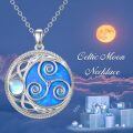 TOUPOP Sterling Silver Blue Opal Celtic Moon Triskele Pendant Necklace-0-1