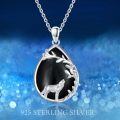 wholesale 925 Sterling Silver Green Jade Howling Wolf Pendant Necklace-0-11