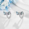 wholesale 925 Sterling Silver Butterfly Huggie Hoop Earrings with Blue Shell Inlay  for Women and Girls-0-3