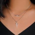 wholesale 925 Sterling Silver Infinity & Cross Layered Pendant Necklace for Women - Religious s-0-3