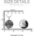 wholesale 925 Sterling Silver Firefighter Maltese Cross Pendant with 3+2 Chain-0-5