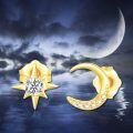 wholesale 14K Rose Gold  Crystal Moon & Star Stud Earrings for Women-0-12