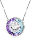 wholesale TOUPOP Christmas Gifts For Mom Women Necklace Sterling Silver Circle Necklaces For Women Crystal Pendant Birthday Mother's Day Jewelry Gifts For Mom Wife Her (b-vitrail Light-04-april-white Zirconia) -0-0