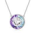 TOUPOP Sterling Silver White Zirconia Crystal Circle Pendant Necklace Gift-0-0