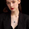 wholesale 925 Sterling Silver Gothic Skull Rose Black Crystal Heart Pendant-0-3
