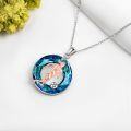 wholesale 925 Sterling Silver Blue Crystal Football Player Pendant Necklace for Women Girls-0-4