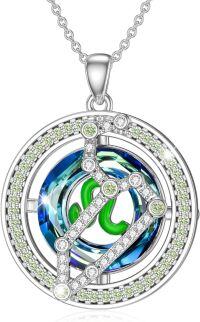 wholesale TOUPOP Valentine's Day Gifts For Her Zodiac Necklace For Women Sterling Silver Constellation Pendant With Circle Crystal Horoscope Sign Astrology Birthstone Birthday Jewelry Gifts For Women Her Mom -undefined