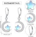 wholesale 925 Sterling Silver 925 Star & Crescent Moon Drop Earrings w/Opalite Stones & CZ Accents-0-1