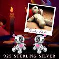 wholesale 925 Sterling Silver Metal Voodoo Doll Stud Earrings - Gothic Horror Skeleton Heart Pendant Jewelry-0-5