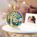TOUPOP Sterling Silver & Turquoise Tree Of Life Necklace-0-1