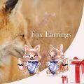 wholesale 925 Sterling Silver Cute Fox Holding Heart Earrings Wholesale Pink-0-33