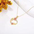 wholesale 14K Gold Pink Flower Heart Pendant Necklaces Valentines Gift Ideas for Her-0-2