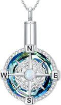wholesale TOUPOP Compass Necklace For Wife Sterling Silver Compass Urn Necklace Cremation Jewelry For Men Women A5-compass Urn For Ashes -0-0