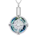 TOUPOP Sterling Silver Compass Urn Necklace For Ashes Cremation Jewelry For Men Women-0-0