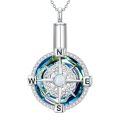 TOUPOP Sterling Silver Compass Urn Necklace For Ashes Cremation Jewelry For Men Women-0-0