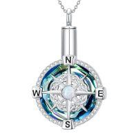 TOUPOP Sterling Silver Compass Urn Necklace For Ashes Cremation Jewelry For Men Women-undefined