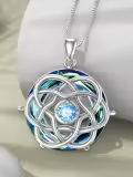 TOUPOP Sterling Silver Crystal Celtic Knot Necklace For Women-0-1