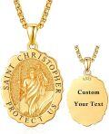 wholesale 925 Sterling Silver & 24k Gold Plated Customizable Saint Christopher Protect Us Medallion Pendant Necklaces for Men and Women-0-0