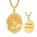 wholesale 925 Sterling Silver & 24k Gold Plated Customizable Saint Christopher Protect Us Medallion Pendant Necklaces for Men and Women-0-0
