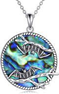 wholesale 925 Sterling Silver Abalone Shell Bat & Branches Pendant Necklace-0-0