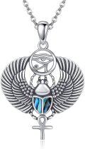 wholesale 925 Sterling Silver Abalone Shell Eye Of Horus Cross Winged Scarab Pendant Necklace for Women's Gifts-0-0