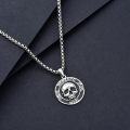 wholesale 925 Sterling Silver & Black Enamel Gothic Skull Memento Mori Pendant Necklace for Men/Women-0-1