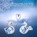 wholesale 925 Sterling Silver Blue Crystal Swan Stud Earrings - Hypoallergenic  for Women-0-6