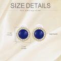 wholesale Gold-Plated 925 Sterling Silver Blue Stone Stud Earrings with Cubic Zirconias and White Pearl Backs-0-1