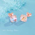 wholesale 925 Sterling Silver Rose Gold Plated Blue Opalite Round Stud Earrings for Sensitive Skin-0-1
