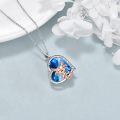 wholesale 925 Sterling Silver Blue Crystal Heart Axolotl Pendant Necklace for Women Girls Love You Forever Gift-0-2