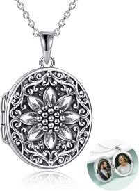 wholesale 925 Sterling Silver & Natural Abalone Shell Vintage Floral Sunflower Pendant Necklace - 18+2 Chain-Sunflower