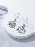 wholesale 925 Sterling Silver Celtic Triquetra Trinity Knot Hook Earrings with Cubic Zirconia Stones for Women Irish  Ideas 4cm Long-0-3