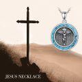 wholesale 925 Sterling Silver Turquoise Crucifix Cross Pendant Necklace-0-3