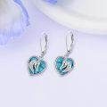 wholesale 925 Sterling Silver Turquoise Horse Head Heart Dangle Earrings s for Women-0-2