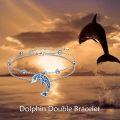 wholesale 925 Sterling Silver Blue Fire Opal Dolphin Charm Bracelet for Women-0-2
