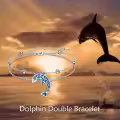 wholesale 925 Sterling Silver Blue Fire Opal Dolphin Charm Bracelet Wholesale for Women-0-2