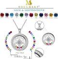 wholesale Metal & Stone Sunflower Floating Locket - DIY Birthstone Necklace with Adjustable Chain, Gift Box-0-4