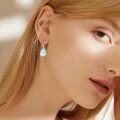wholesale 925 Sterling Silver Rainbow Moonstone Teardrop Dangle Earring with Filigree Leverback Closure (Hypoallergenic)-0-2