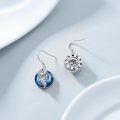 wholesale 925 Sterling Silver Peacock Feather Blue Crystal Drop Earrings-0-2