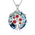 TOUPOP Sterling Silver Garnet Tree Of Life Necklace Women Birthday Gift-0-0