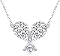 wholesale 925 Sterling Silver Tennis Racket & Ball Sporty Charm Necklace for Women-Tennis