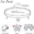 wholesale 925 Sterling Silver Pink Stone Butterfly Charm Ankle Anklet for Women-0-1