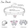wholesale 925 Sterling Silver Pink Butterfly Charm Bracelet Wholesale With Crystal Accents-0-1