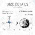wholesale 925 Sterling Silver Butterfly Cross Pendant Necklace with Blue Fire Opal Inlay for Women-0-1