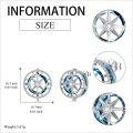 wholesale 925 Sterling Silver Crystal Blue Ocean Compass Stud Earrings Graduation Gift-0-4