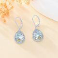 wholesale 925 Sterling Silver Teardrop Blue Moonstone Daisy Filigree Drop Earrings for Women Gift Idea-0-1