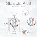 wholesale 925 Sterling Silver Heart-Shaped Sister and Friend Pendant Necklace with CZ Stones - Always My Sister Forever My Friend (18 + 2 inch)-0-5