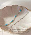 wholesale 925 Sterling Silver White Gold Plated Genuine Turquoise Bracelet 6.5-8.5 Adjustable w/Chain & Jewelry Box-0-4